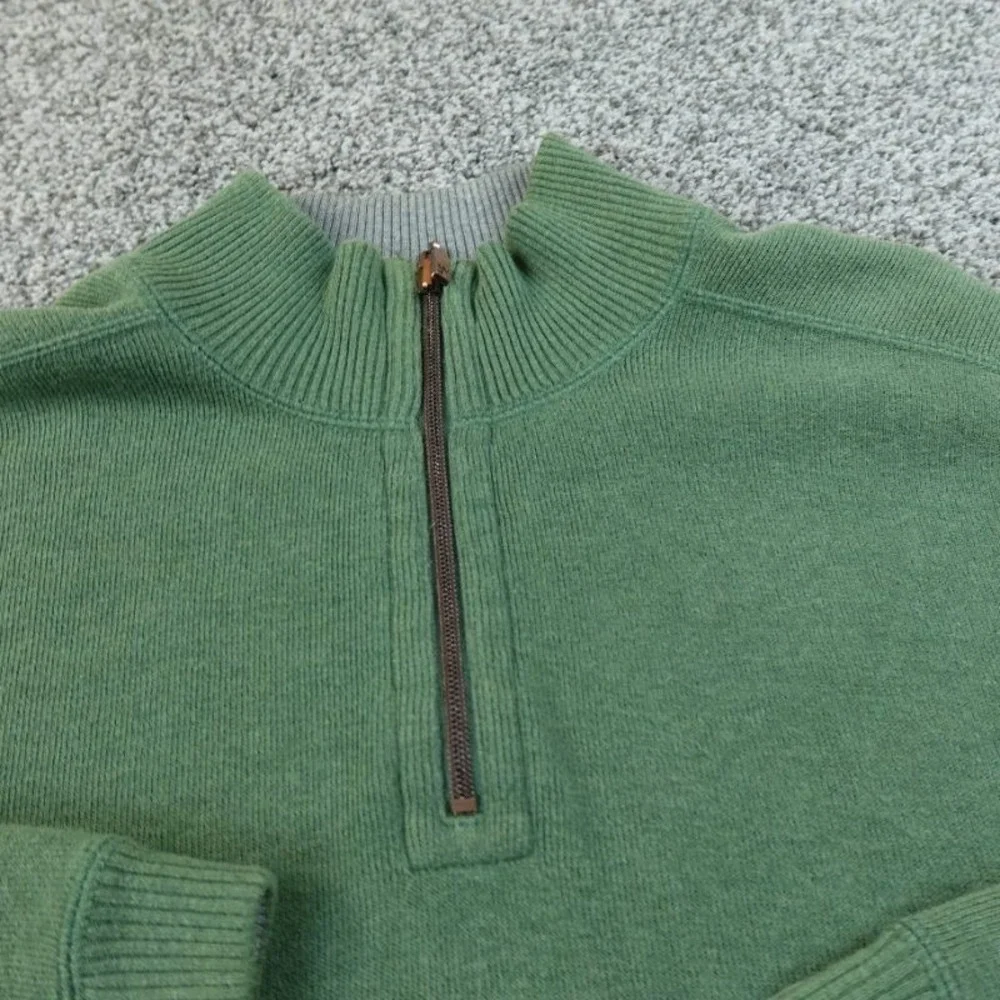Tommy Bahama Sweater Mens L‎ Green 1/4 Zip Pullover Knit Long Sleeve Sweatshirt